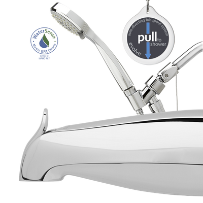Auto-Diverting Tub Spout System with Hand Shower